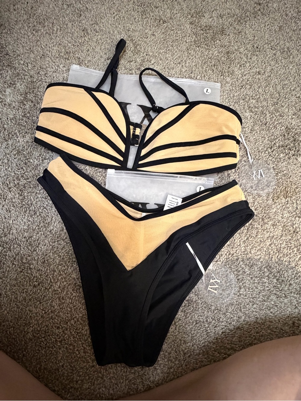 IVY Swimwear Black & Gold Mesh Bikini Set